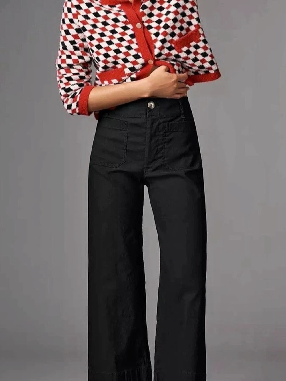 Maeve Anthropologie Colette Cropped Wide Leg Pants in Black